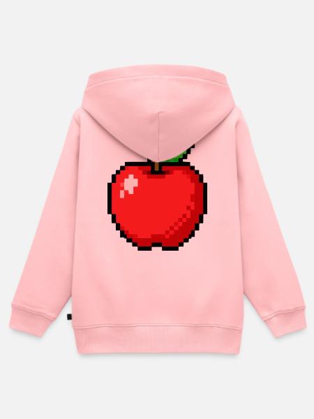 Apfel Pixel Obst - Kinder Premium Organic Zip Hoodie - Rosa