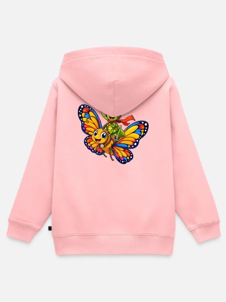 Schmetterling und Grashüpfer - Kinder Premium Organic Zip Hoodie - Rosa