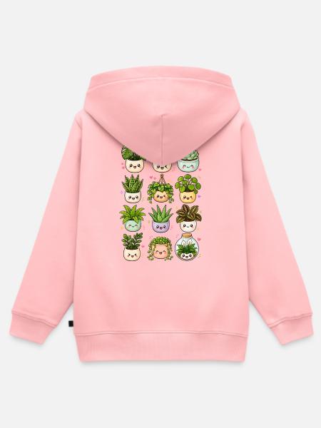 Kawaii Zimmerpflanzen | Urban Jungle - Kinder Premium Organic Zip Hoodie - Rosa