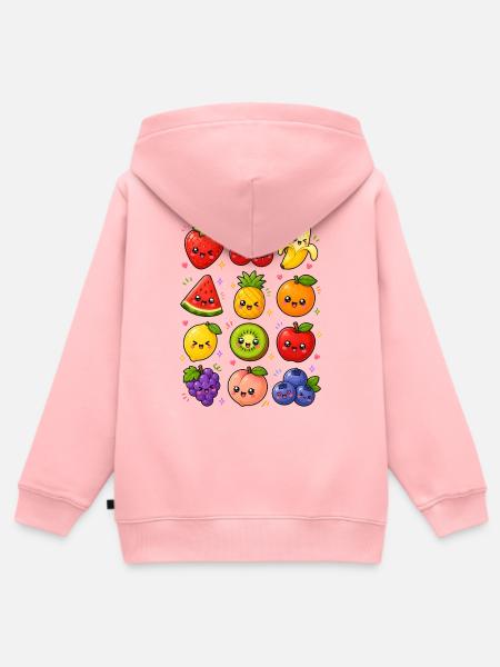 Kawaii Obst | Früchte & Sommer - Kinder Premium Organic Zip Hoodie - Rosa