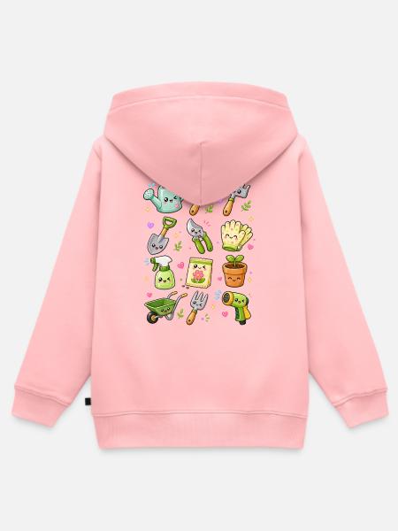 Kawaii Gartenwerkzeug | Gärtnern - Kinder Premium Organic Zip Hoodie - Rosa