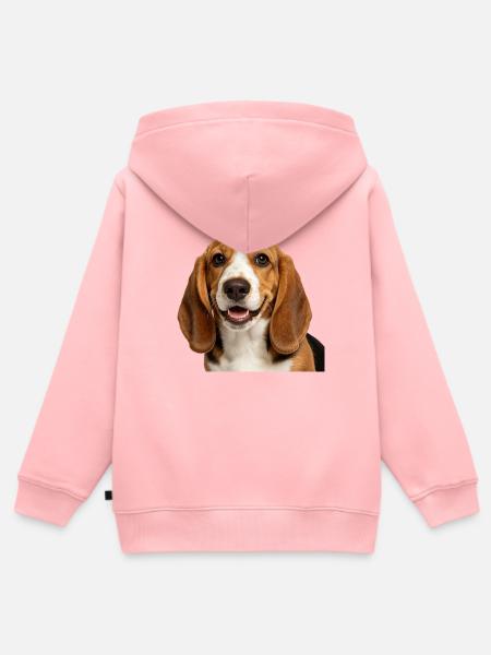 Glücklicher Basset-Hund - Kinder Premium Organic Zip Hoodie - Rosa