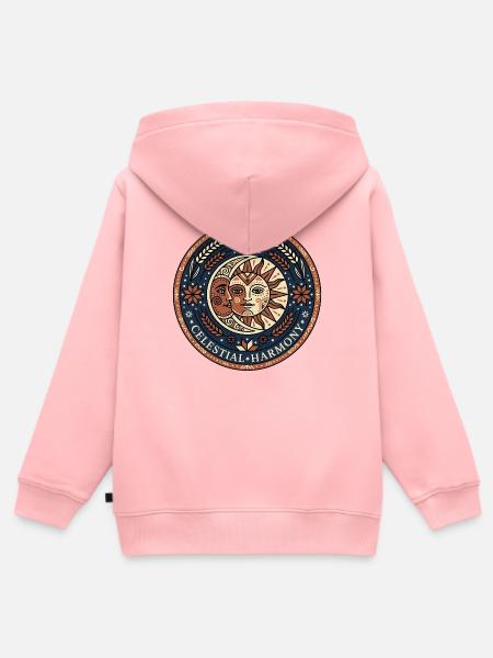 Himmlische Harmonie Sonne und Mond Boho - Kinder Premium Organic Zip Hoodie - Rosa