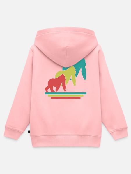 Affenfamilie Retro - Kinder Premium Organic Zip Hoodie - Rosa
