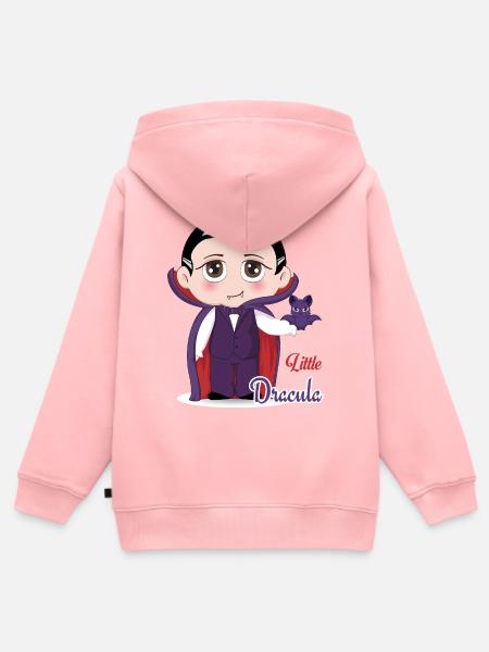 Süßes Chibi Kleines Dracula-Vampirkind Halloween - Kinder Premium Organic Zip Hoodie - Rosa