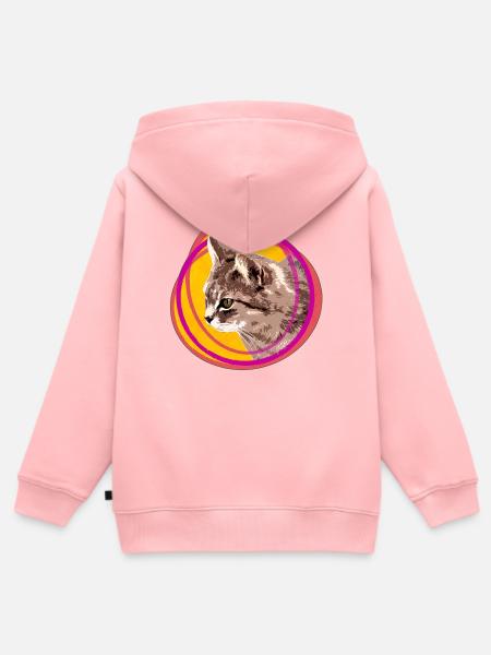 Katzengesicht im Psychedelic-Ring - Kinder Premium Organic Zip Hoodie - Rosa