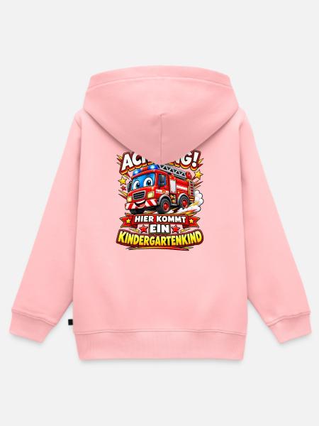 Achtung Kindergartenkind Feuerwehrauto - Kinder Premium Organic Zip Hoodie - Rosa