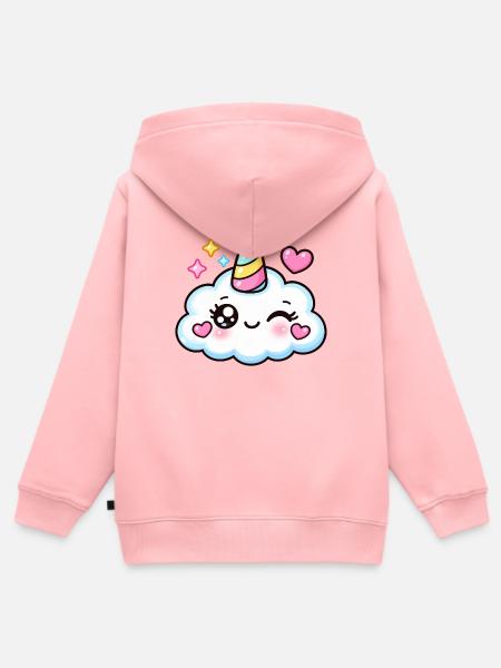 Funkelnde Pastell-Einhornwolke - Kinder Premium Organic Zip Hoodie - Rosa