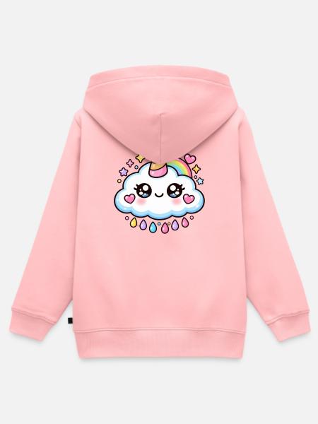 Bezaubernde Regenbogen-Einhornwolke - Kinder Premium Organic Zip Hoodie - Rosa