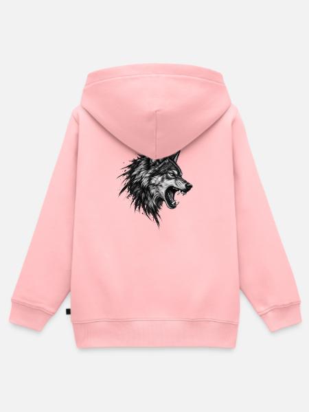 Grafiken von Wolfsköpfen - Kinder Premium Organic Zip Hoodie - Rosa
