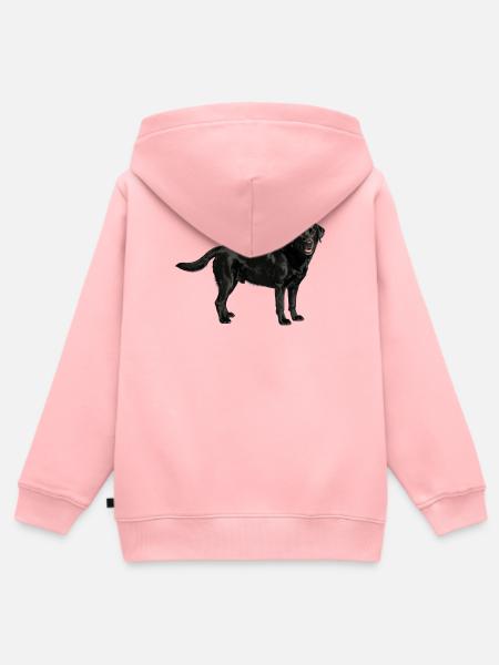 Schwarzer Labrador im Profil - Kinder Premium Organic Zip Hoodie - Rosa