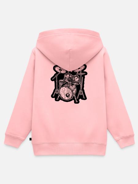 Drumkit Zeichnung - Kinder Premium Organic Zip Hoodie - Rosa