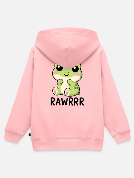 Süßer Frosch Kawaii Cartoon - Kinder Premium Organic Zip Hoodie - Rosa