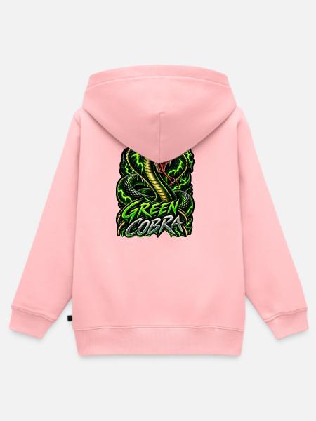 Green Cobra – Neon Kobra - Kinder Premium Organic Zip Hoodie - Rosa
