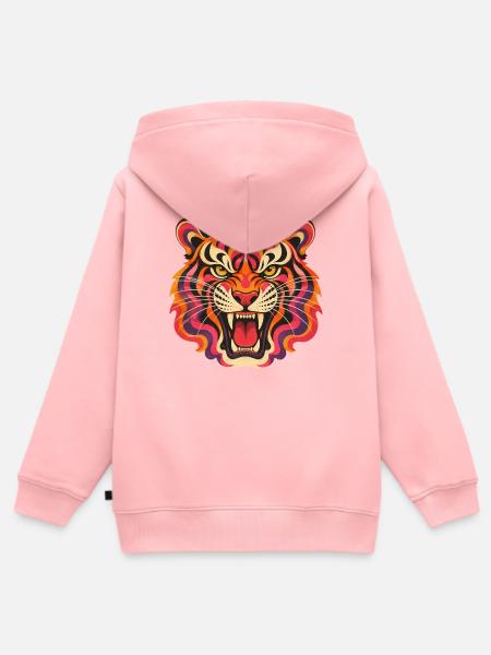 Psychedelischer Tigerkopf - Kinder Premium Organic Zip Hoodie - Rosa