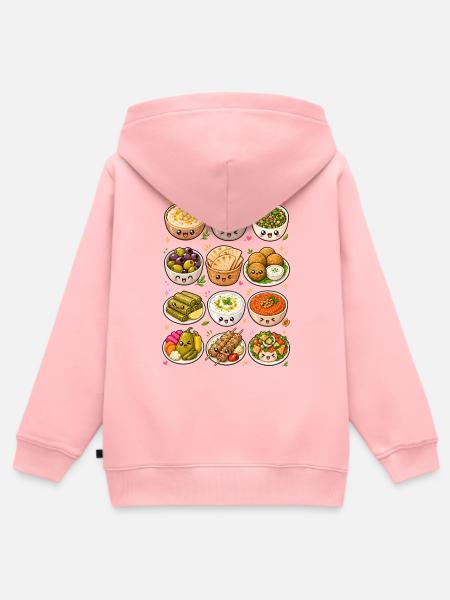 Kawaii Mezze | Hummus & Falafel - Kinder Premium Organic Zip Hoodie - Rosa