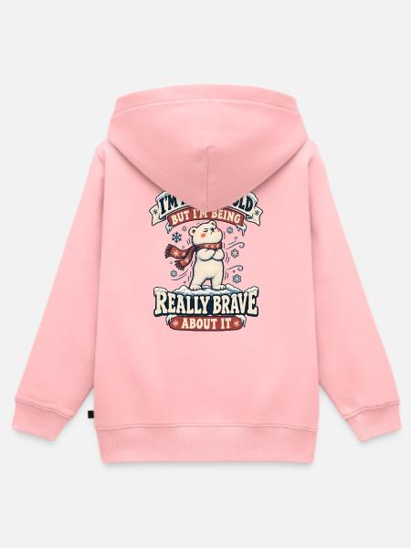 Wirklich Kaltes Mutiges Polarbär-winter-humor - Kinder Premium Organic Zip Hoodie - Rosa