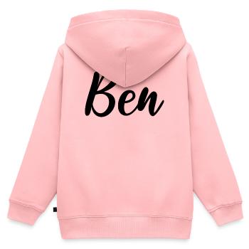 Ben - Kinder Premium Organic Zip Hoodie - Rosa - Hinten - AI Model Kid Female (0cm)
