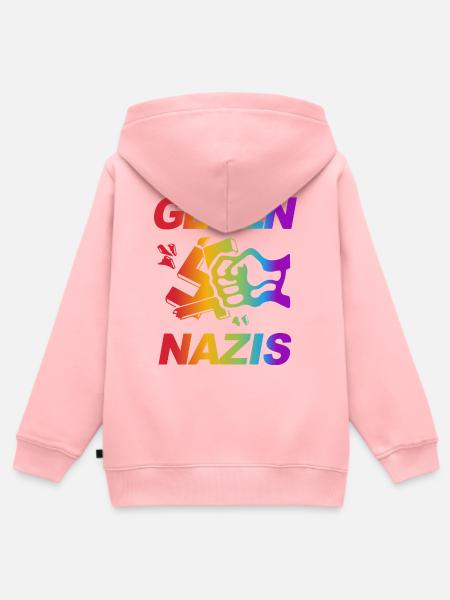 Regenbogenfaust Gegen Nazis - Kinder Premium Organic Zip Hoodie - Rosa
