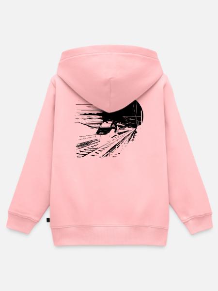 Eisenbahn Zeichnung - Kinder Premium Organic Zip Hoodie - Rosa