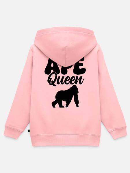 Affe Spruch Silhouette - Kinder Premium Organic Zip Hoodie - Rosa