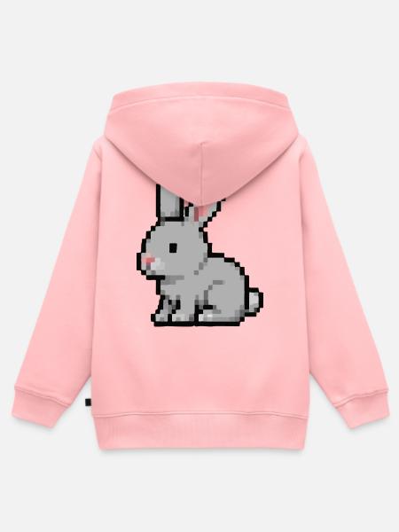 Pixel Hase - Kinder Premium Organic Zip Hoodie - Rosa