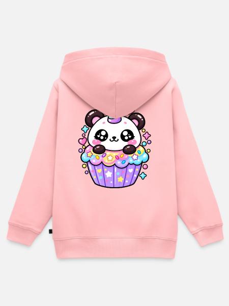 Panda Einhorn Cupcake Niedlich - Kinder Premium Organic Zip Hoodie - Rosa
