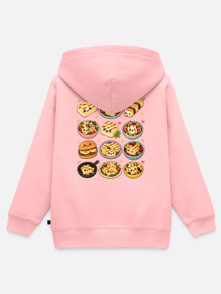 Kawaii Halloumi | Grillkäse & Mediterran - Kinder Premium Organic Zip Hoodie - Rosa