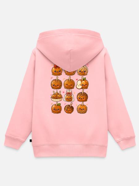 Kawaii Karamelläpfel | Apfel & Süßes - Kinder Premium Organic Zip Hoodie - Rosa