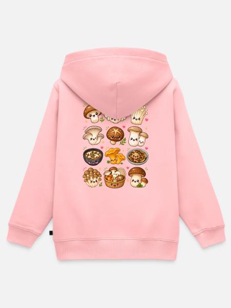 Kawaii Pilze | Speisepilze & Küche - Kinder Premium Organic Zip Hoodie - Rosa
