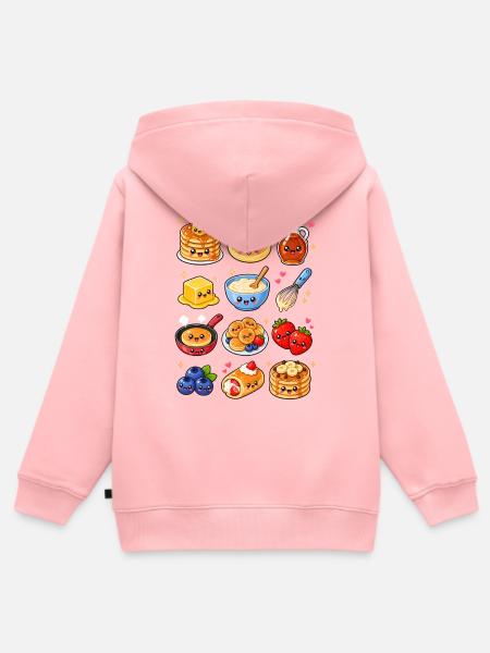 Kawaii Pancakes | Frühstück & Ahornsirup - Kinder Premium Organic Zip Hoodie - Rosa