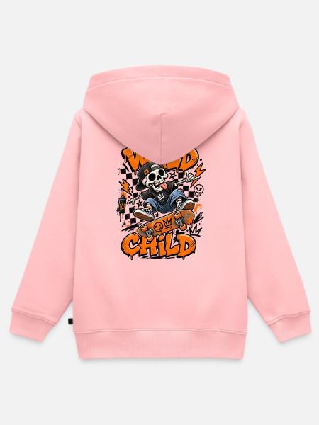 Wild Child Skater - Kinder Premium Organic Zip Hoodie - Rosa