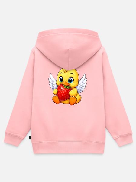 Süße Ente Erdbeere Engel Cartoon - Kinder Premium Organic Zip Hoodie - Rosa