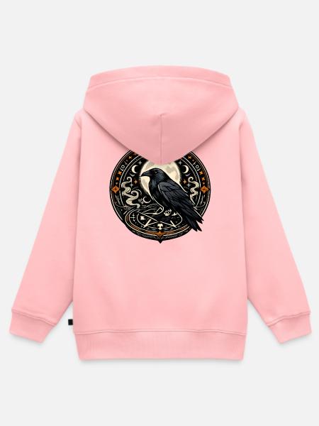 Mondkrähe im Runenkreis - Kinder Premium Organic Zip Hoodie - Rosa