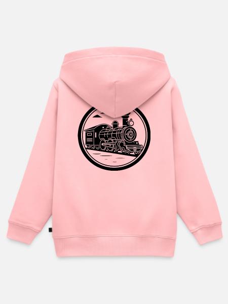 Dampflokomotive Skizze - Kinder Premium Organic Zip Hoodie - Rosa