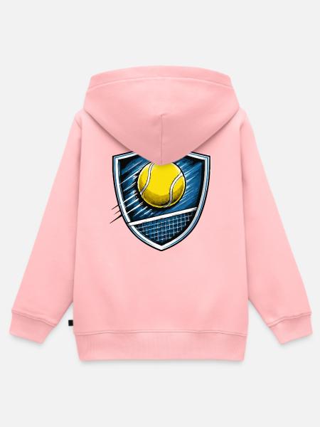 Tennis Shield Emblem - Kinder Premium Organic Zip Hoodie - Rosa