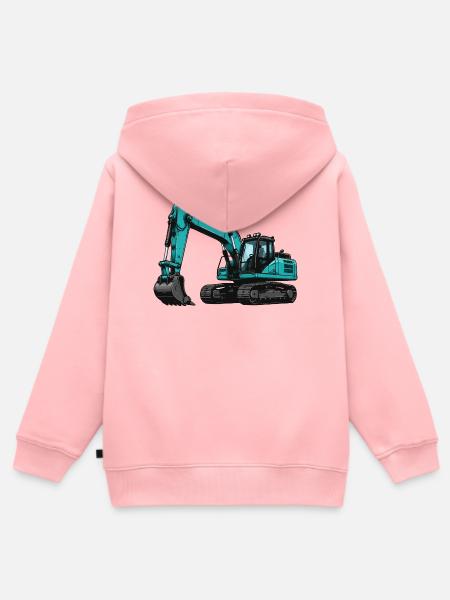 Teal Bagger Illustration - Kinder Premium Organic Zip Hoodie - Rosa