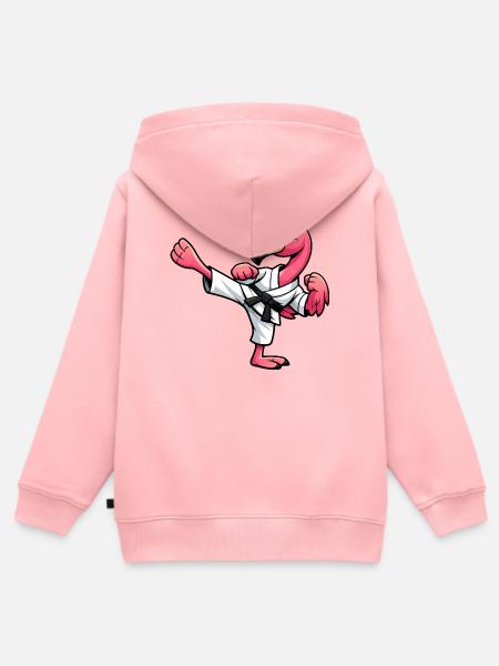 Flamingo Karate Kampfsport Cartoon - Kinder Premium Organic Zip Hoodie - Rosa