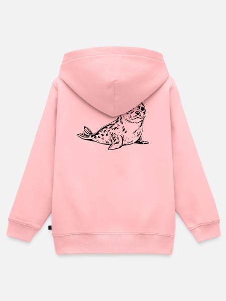 Seehund Robbe Nordsee Geschenk  - Kinder Premium Organic Zip Hoodie - Rosa