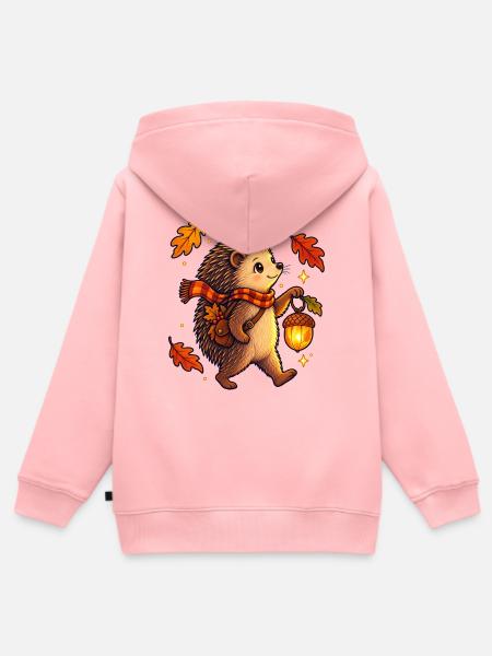 Igel mit Eichellaterne - Kinder Premium Organic Zip Hoodie - Rosa