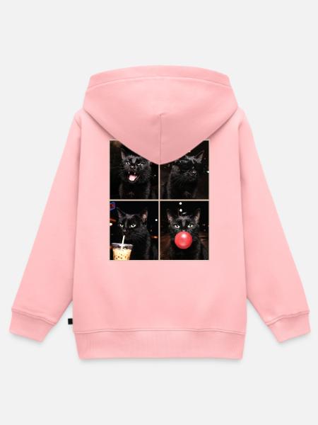 Katzen schwarze Katze - Kinder Premium Organic Zip Hoodie - Rosa