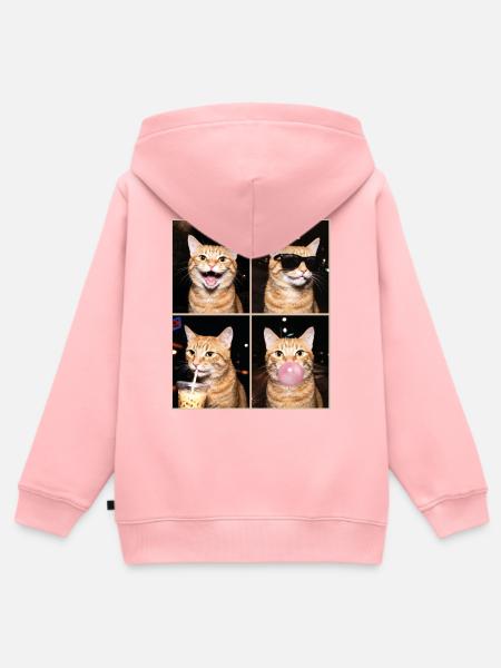 Katzen orange Tabby Katze - Kinder Premium Organic Zip Hoodie - Rosa