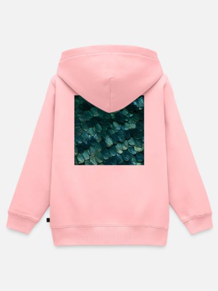 Texturierte Smaragd-Schuppe - Kinder Premium Organic Zip Hoodie - Rosa