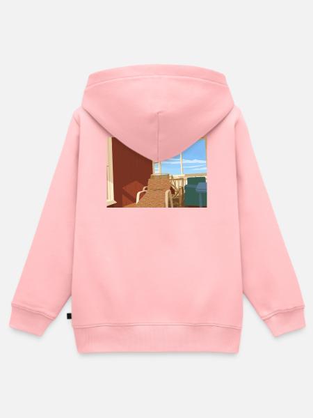 Gemütlicher Liegestuhl auf sonniger Veranda  - Kinder Premium Organic Zip Hoodie - Rosa