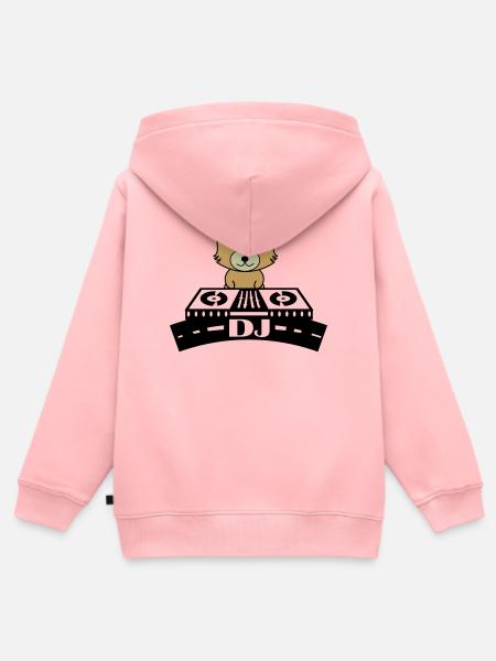Fuchs Cartoon Dj - Kinder Premium Organic Zip Hoodie - Rosa