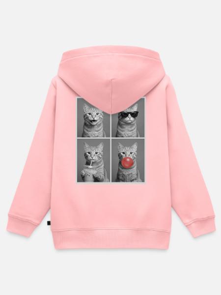 Katzen orange Tabby Katze - Kinder Premium Organic Zip Hoodie - Rosa