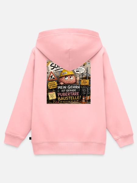 Pubertäres Gehirn als Baustelle - Kinder Premium Organic Zip Hoodie - Rosa