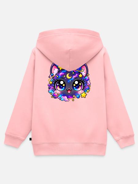 Sternenpastell-Galaktische Katze - Kinder Premium Organic Zip Hoodie - Rosa