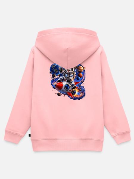 Panda Astronaut auf Weltraumrakete - Kinder Premium Organic Zip Hoodie - Rosa