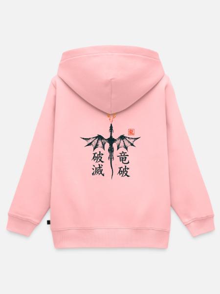 Drachenfeuer Kanji Drache - Kinder Premium Organic Zip Hoodie - Rosa